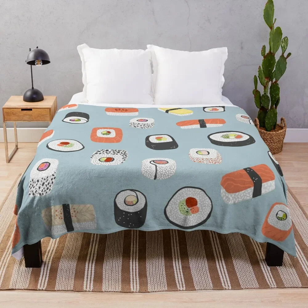 Sushi Roll Maki Nigiri Japanese Food Art Throw Blanket sofa bed Sofa Throw Moving Cute Blankets