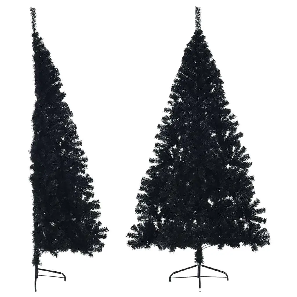 180cm Artificial Half Christmas Tree with Stand - Black PVC Holiday Decor