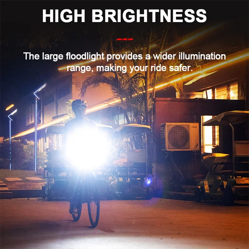 مصباح أمامي للدراجة من Bucklos، مستشعر ذكي فائق السطوع، ضوء أمامي مقاوم للماء ليلاً لركوب الدراجات، مصباح أمامي من النوع C قابل لإعادة الشحن