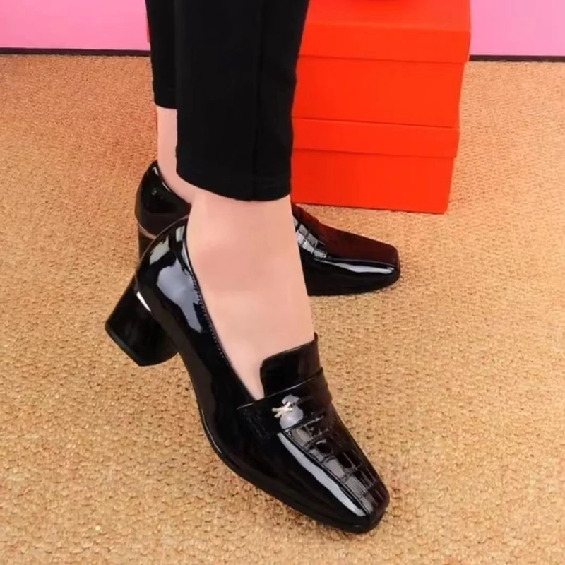 zapatillas de mujeres zapato de tacón zapatos mujer Zapatos De tacón alto con cabeza cuadrada para Mujer, calzado De trabajo De color sólido, estilo