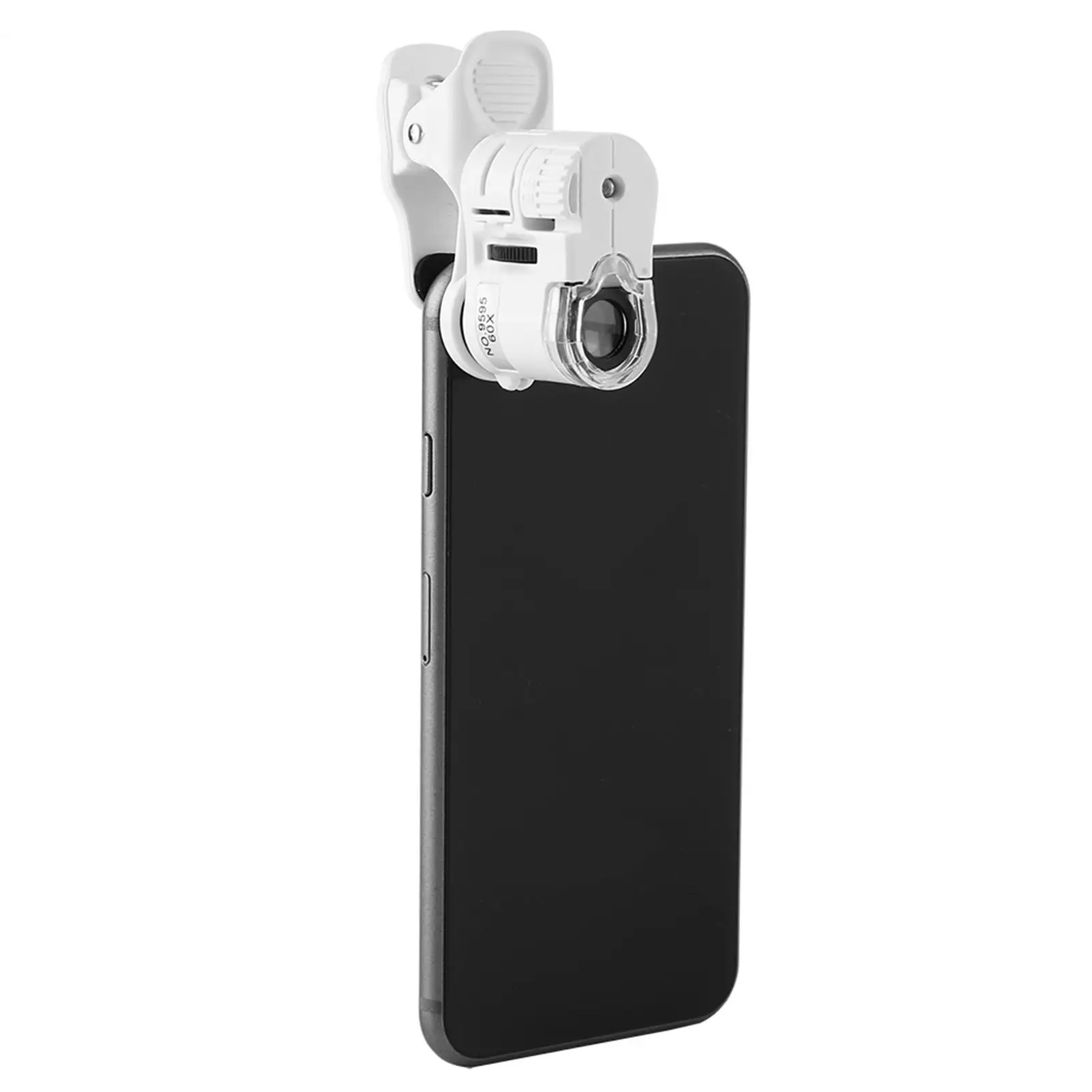 Lente d'ingrandimento 60X con mini microscopio a clip a luce UV LED per telefoni cellulari Lente portatile portatile per ispezione ravvicinata