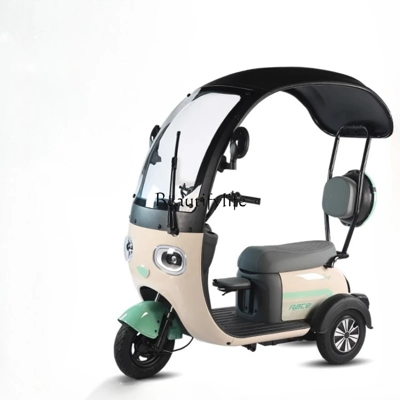 03.New electric tricycle household small with shed women pick up children battery car the elderly tricycle