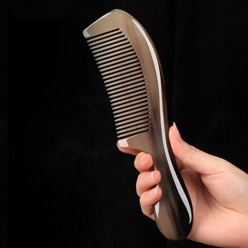 

Natural Authentic Yak Horn Comb - Long Hair Special for Women, Unisex Home Use, Anti-Static Brush