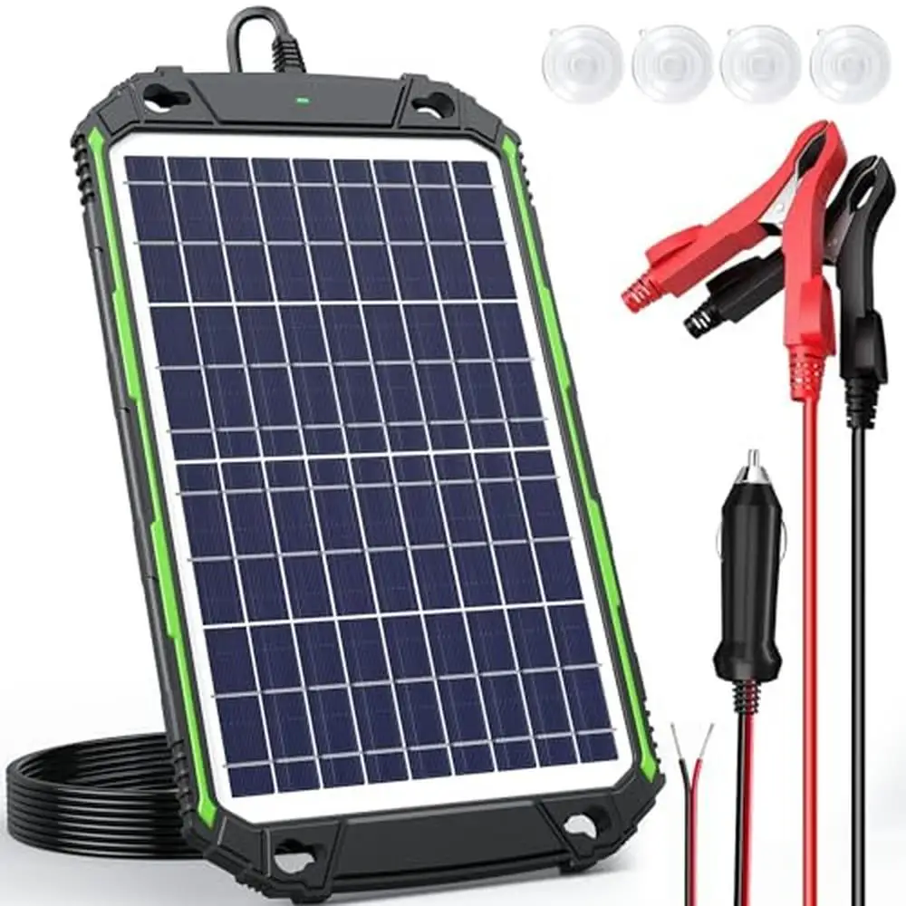 10W 12V Solar Battery Charger Maintainer Smart MPPT Charge Controller 3-Stages Charging Multiple Batteries Compatible Durable