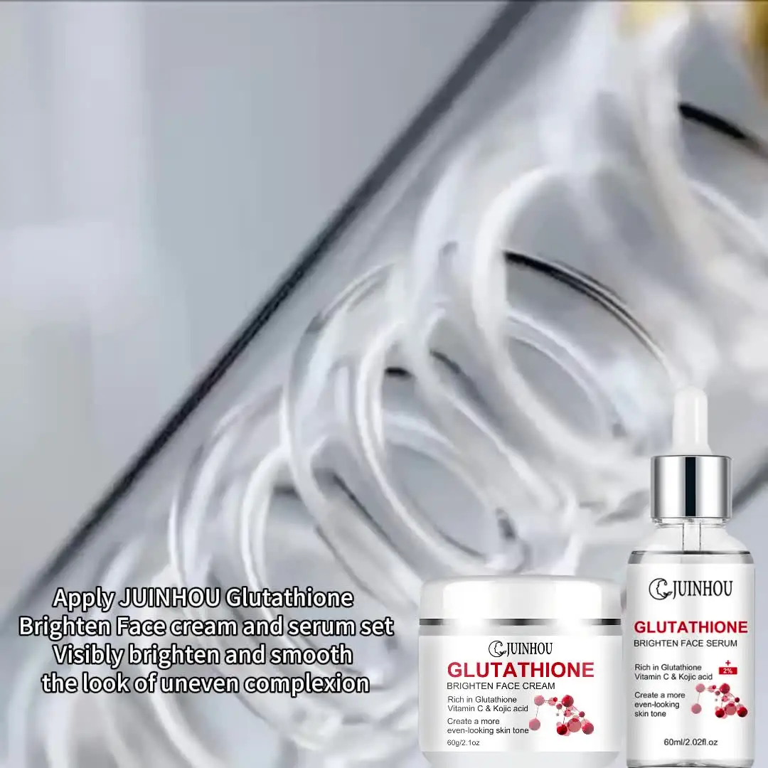JUINHOU Glutathione Vitamin C Brighten Face Cream and Serum Set Even Skin Tone Niacinamide Anti-Oxidation Radiant Glow Skin