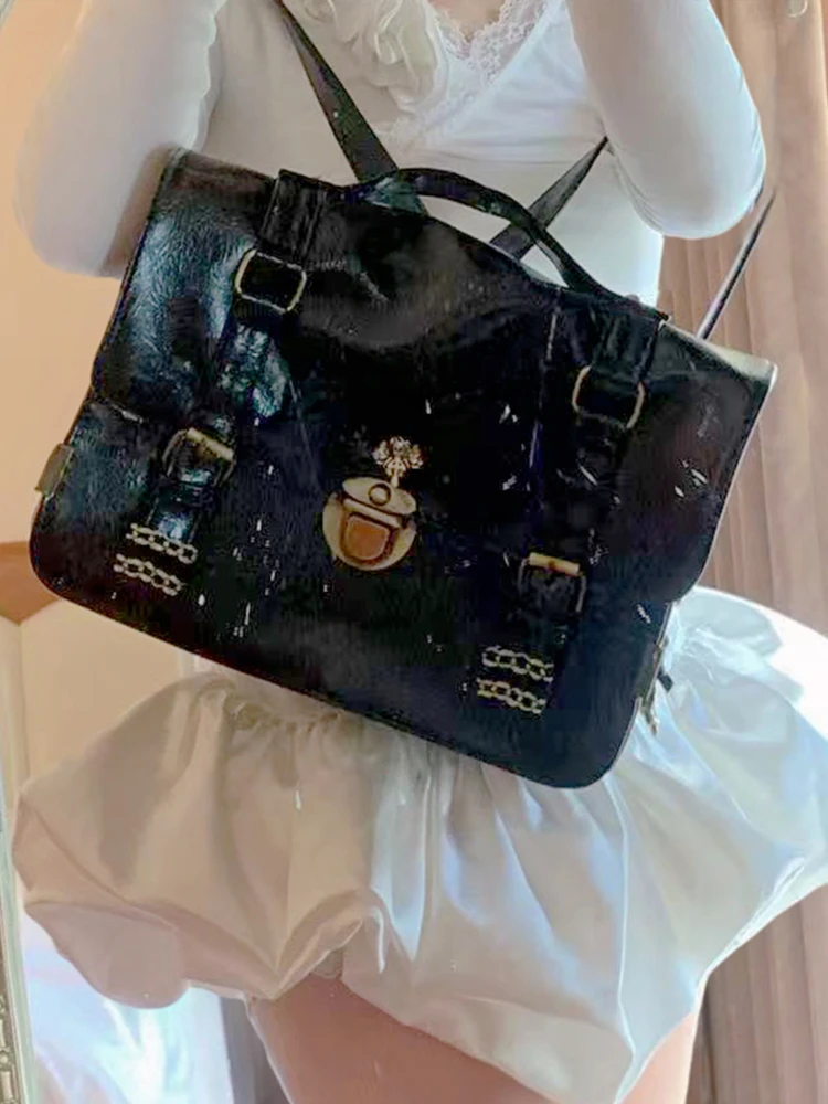 

Original Black College Style Japanese Jk Uniform Woman Bags Backpack Bow Crossbody Portable Shoulder Bag Pu Leather Envelope Bag