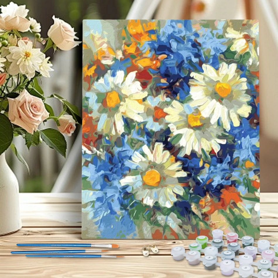RUOPOTY Diy Malen Nach Zahlen Blume Kunst Liefert Aquarell Malen Kit Farbe Marker Für Handarbeit Acrylfarben Wand Kunst Kit