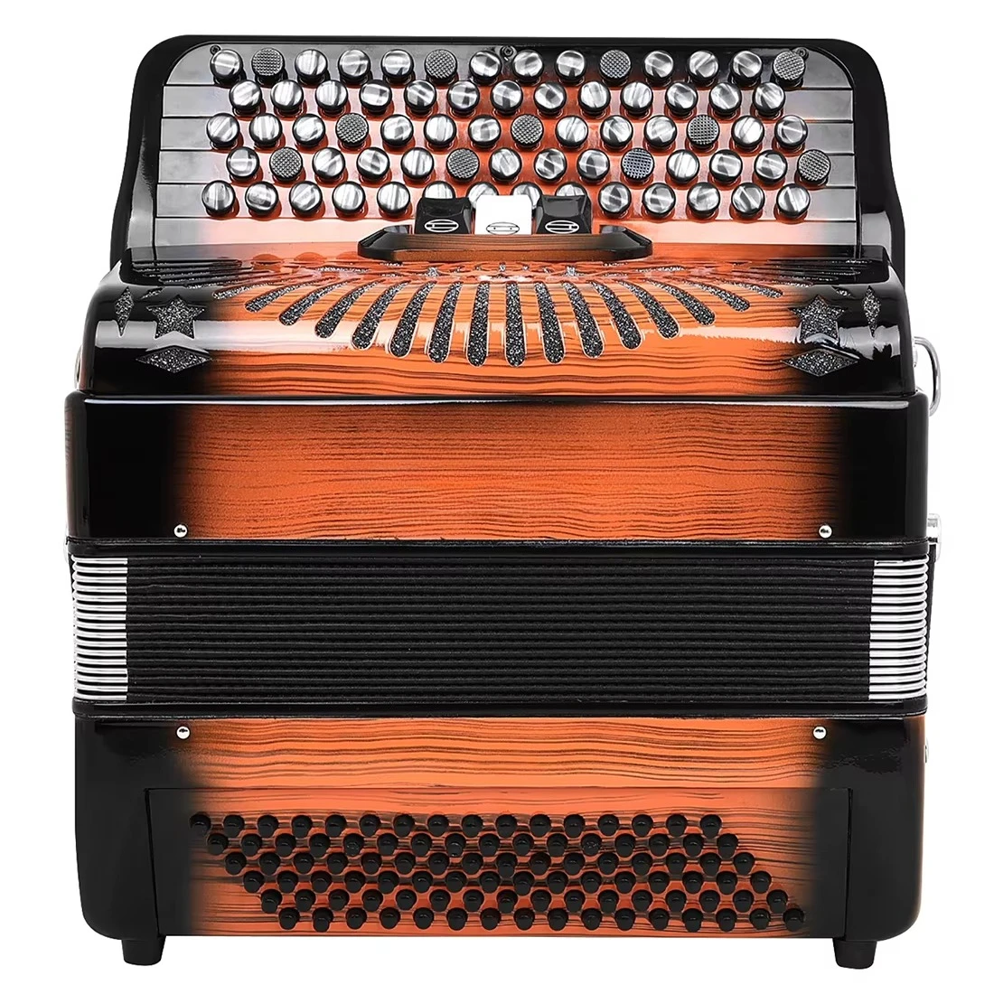 AH-260 69-Key 96-Bass Professional Button Bayan Accordion with 3 Register Switches Anti Slip Keys Responsive Action