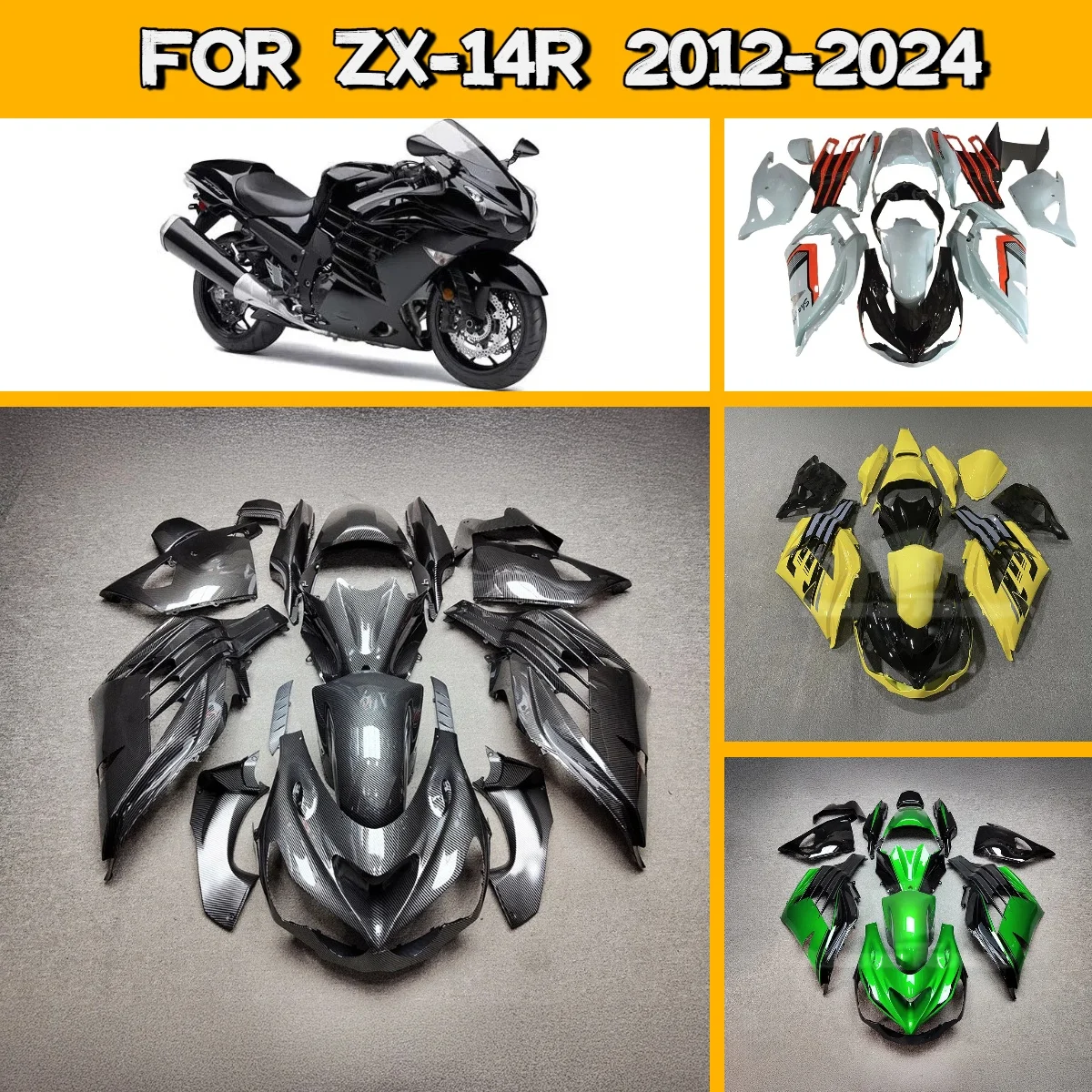 

Fairing Set 2012-2024 ZX-14R ABS Plastic Carbon Fiber Color Motorcycle Fairings Perfect Fit for 12-24 Kawasaki ZX14R