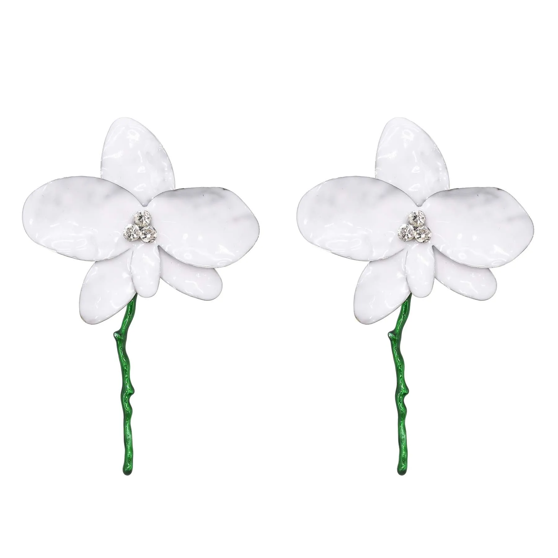 Red White Blue Alloy Painted Leaf Flower Stud Earrings for Women America New Fashion Exaggerated Earrings Jewelry Accessories