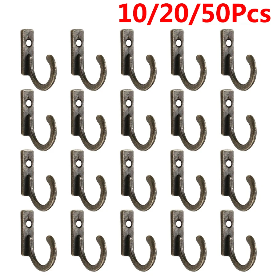 10/20/50 Pcs Vintage Storage Rack Wall Hooks For Home Coats Hat Clothes Hanger Towel Keys Wall Mounted Hooks