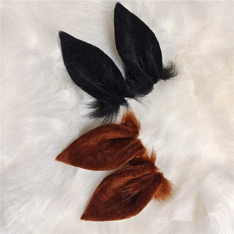 Custom Handmade Pretty Derby Cosplay Black Brown Horse Ears Hairhoop Headwear Headband For Cosplay Costume Accessories