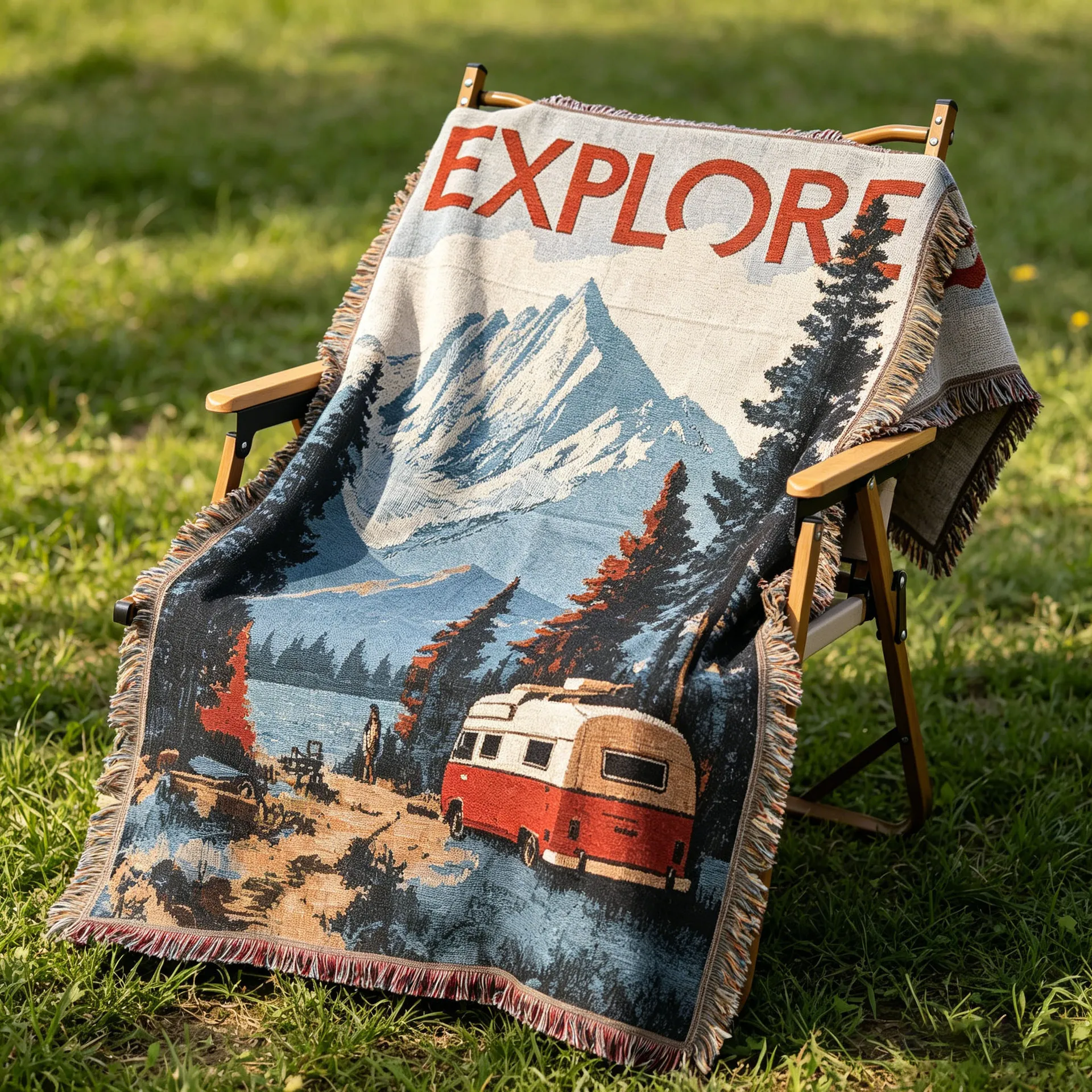 Outdoor Camping Woven Blanket Sofa Towel Chair Cover Wall Decor Artistic Tapestry Carpet Hanging Painting Travel Picnic Blanket