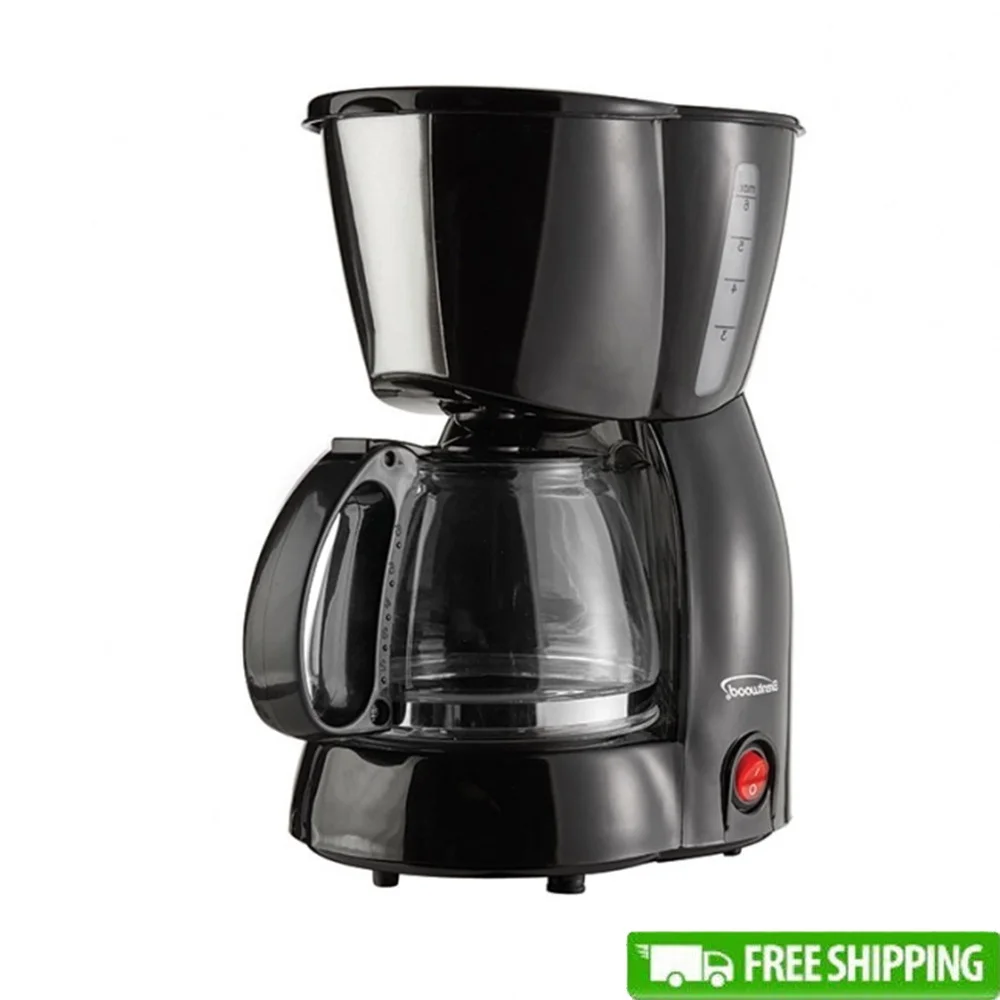 

4 Cup Coffee Maker Cool Touch Housing Reusable Filter Warming Plate Heat Resistant Glass Carafe Easy Clean Water Level Indicator