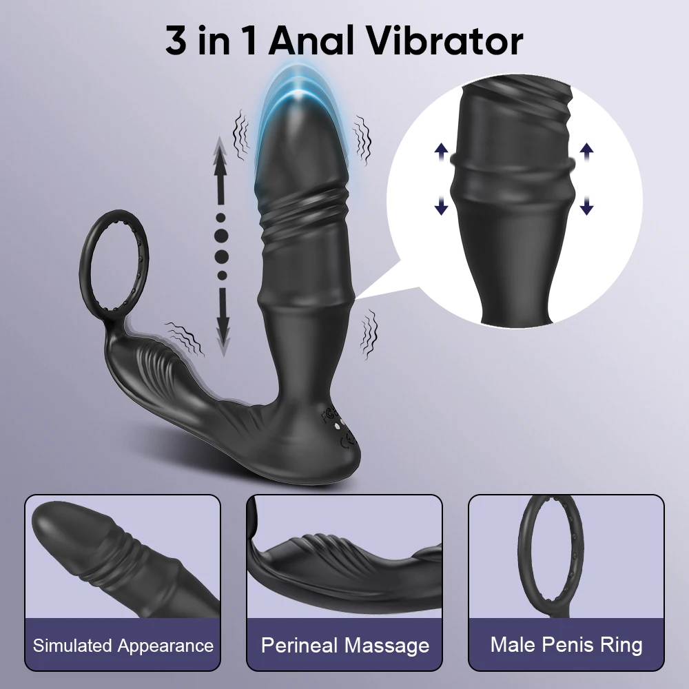 Male Thrusting Prostate Massager Bluetooth APP Vibrator for Men Gay Anal Plug Wireless Remote Butt Plug Sex Toy for Couples