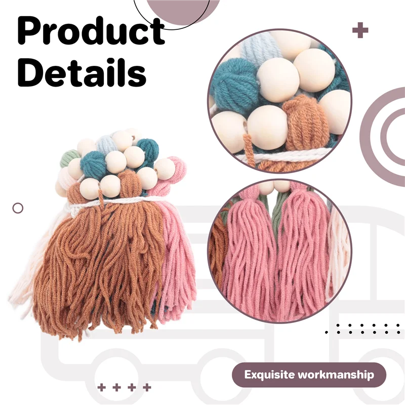 

Y49A-гирлянда с кисточками в стиле бохо с деревянными бусинами, радужная гирлянда с тонированием земли для классной детской вечеринки, детской спальни, общежития