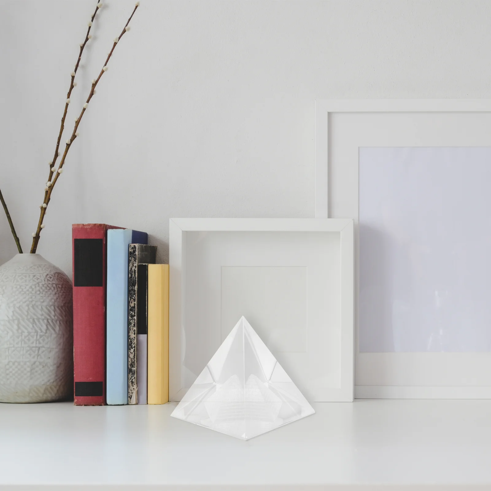 

Natural Clear Quartz Crystal Pyramid Egyptian Style Large Creative Desktop Feng Shui Healing Ornament