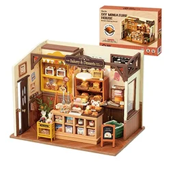 Robot ime Mini Puppen Hausbau Kit DIY Miniatur Haus Kit mit Möbeln und LED-Leuchten für Frauen oder Mädchen Geburtstag GIF