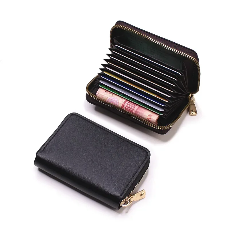 Titular de cartão de couro PU para homens e mulheres, ID e cartão de crédito, 20/11 Bits Wallet, Protects Case, Coin Purse Bag