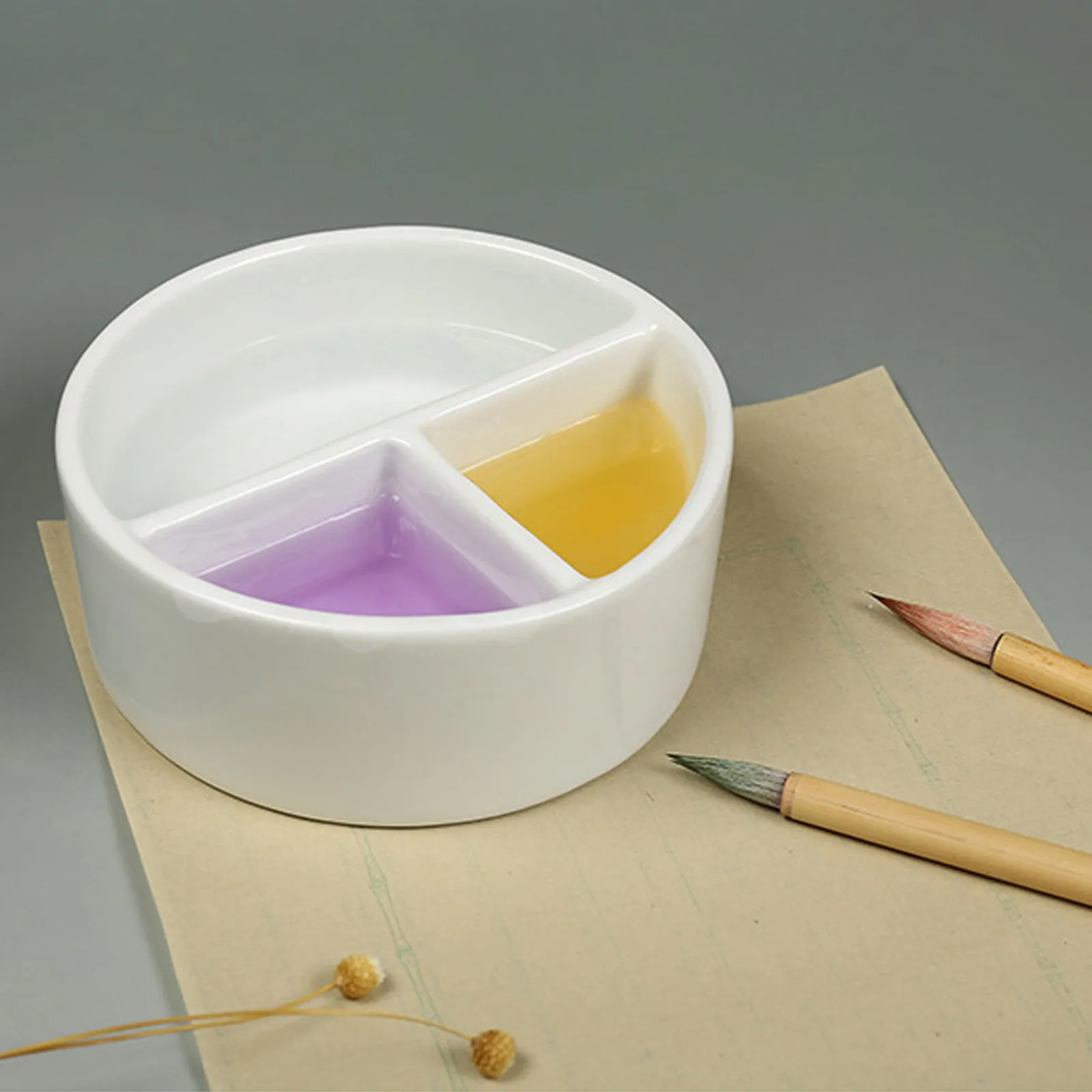 Ceramic Ink Dish Large Capacity Sturdy Break Resistant Calligraphy Ink Plate Suitable for Beginners Students Painters