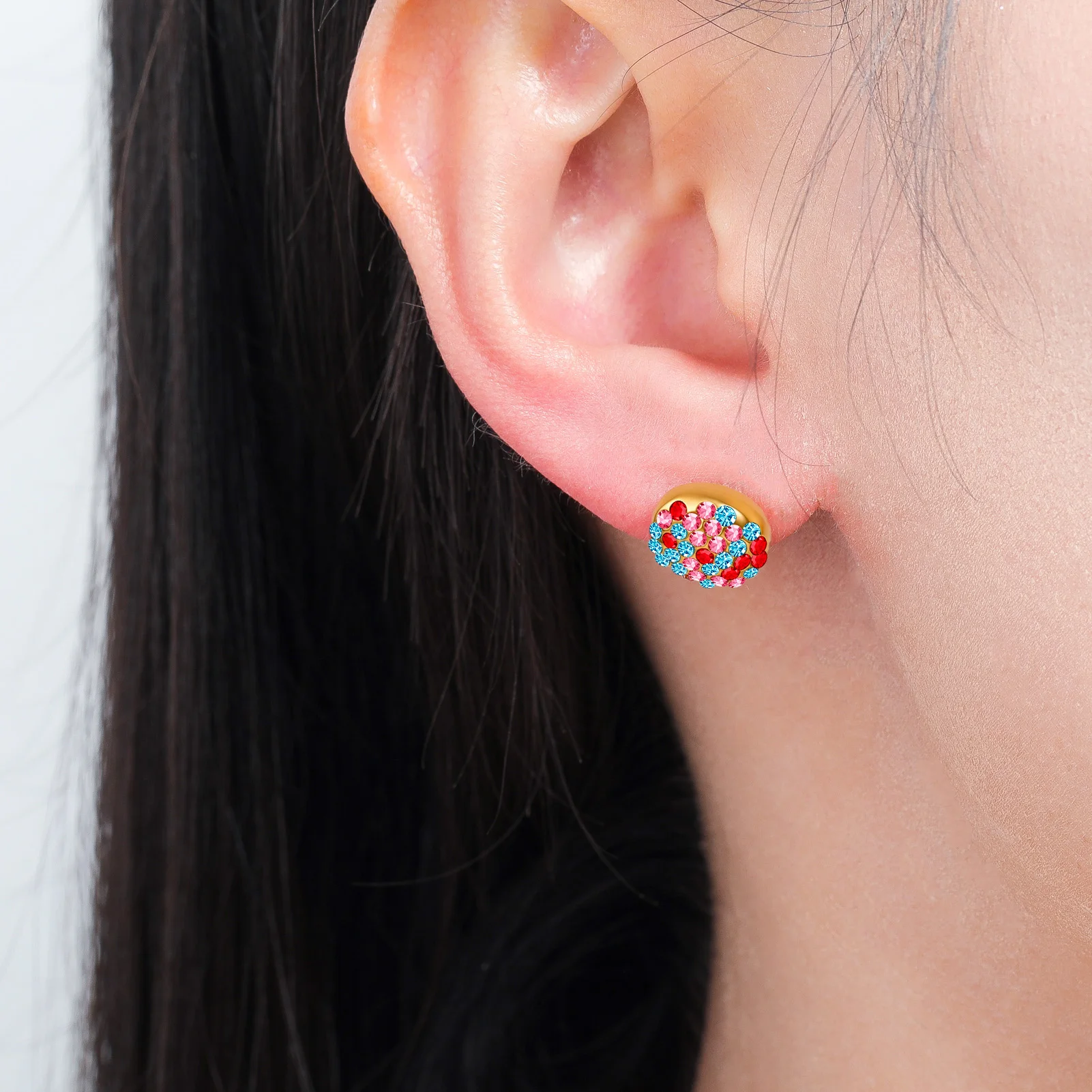 Eueavan 3D-Strass-Ohrstecker, Kristall-Ohrschmuck in Bohnenform, Edelstahl-Ohrringe für Damen, Urlaubsgeschenke, Großhandel – Detail 3