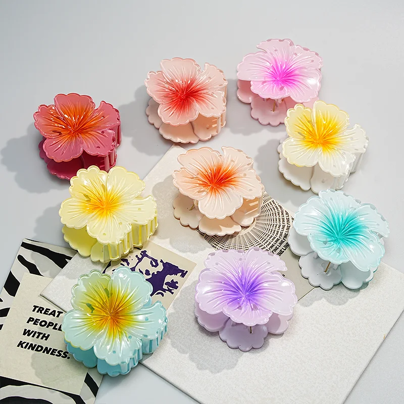 8CM multi-color curly frangipani grab clip women's retro simple luxury back of the head clip headwear wholesale