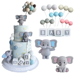 Elephant Cake Decoration Pink Blue Balls Baby Shower Elephant Cake Toppers Stand for Birthday Baby Shower Party Cake Decoration