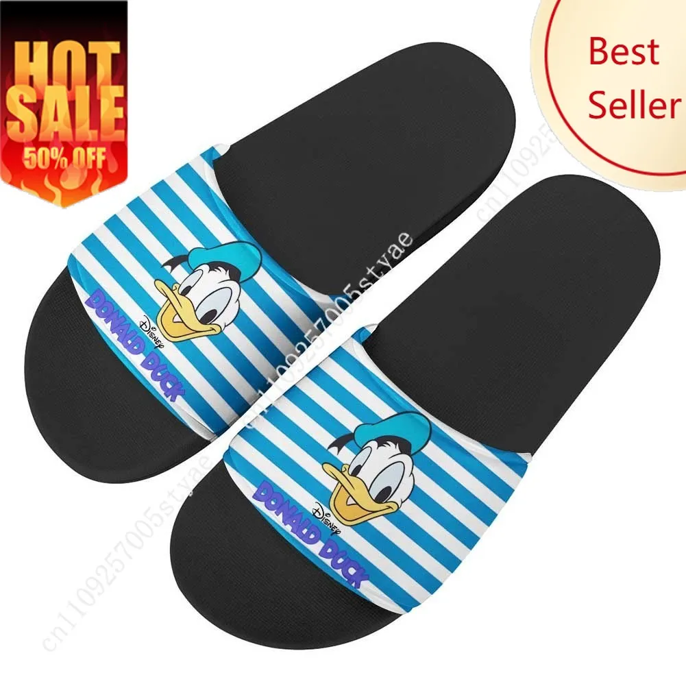 

Donald Duck House Slippers Disney Cartoon Movies Sandals Design Your Photo Text Logo Festival Present Custom Shoes
