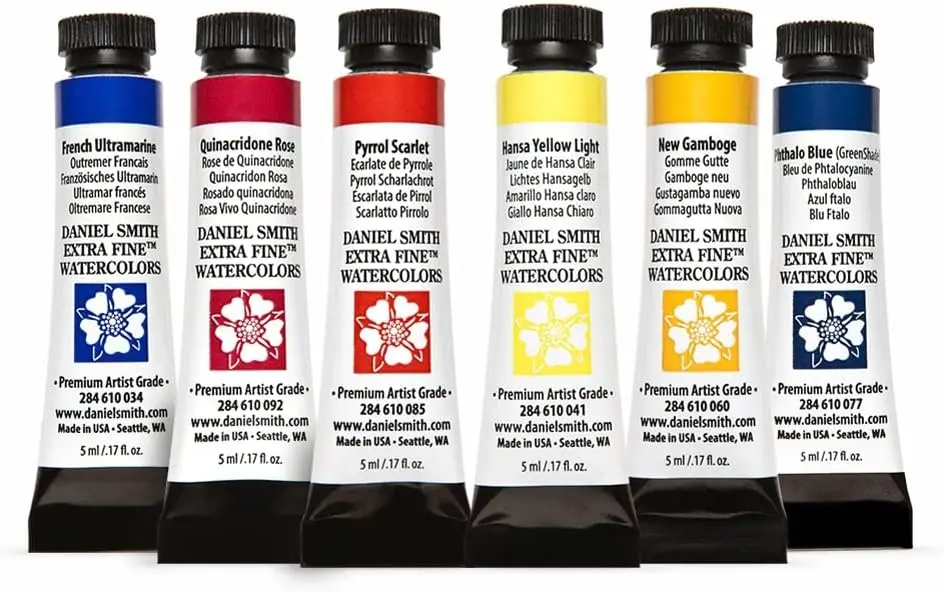 

Набор акварельных красок Extra Fine Essentials Introductory, 6 тюбиков (по 5 мл каждый) в синем, прозрачном и желтом цветах - упаковка 0,17 жидких унций.