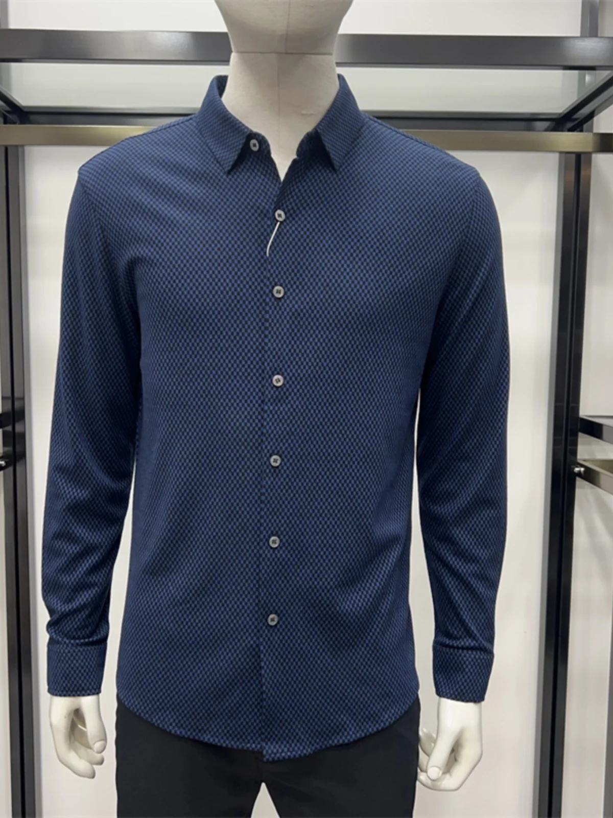 

Non-Saints Men's Long Sve irt Comfortable Elastic Woolen T-irt Soft Autumn Faion Stand Fit Silk Blend Polyester C...