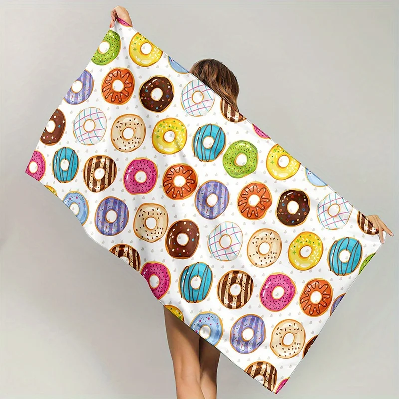 

Beach Towel Donut Printed Pattern Sun Protection Windproof Suitable for Swimming Pool Camping Travel Blanket