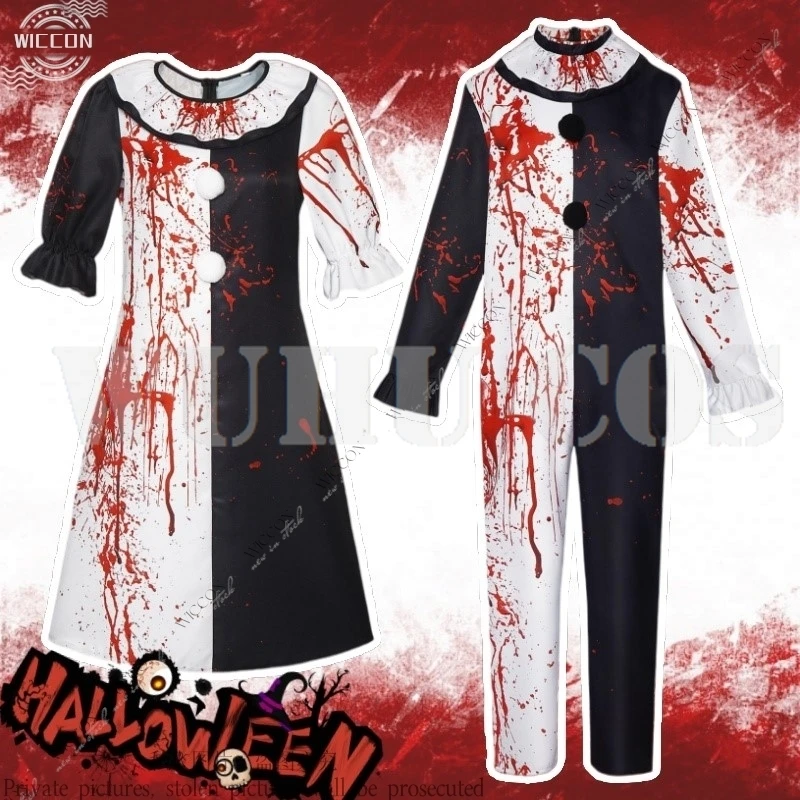 Blood Clown Costume Halloween Clown Blood Costume Men's And Women's Cosplay Costume Horror Party Dress Up Disguise Scream Fright