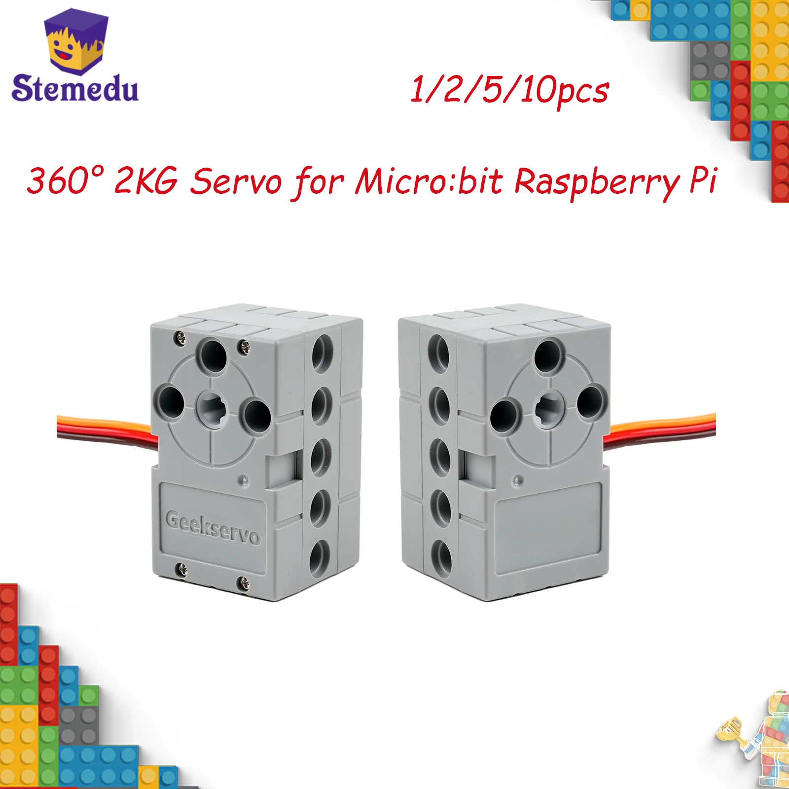 1/4/10pcs Geekservo 360 Degree 2KG Grey Geek Servo Motor Remote Control 2kg 360 4.8V- 6V for Micro:bit Raspberry Pi DIY Toy