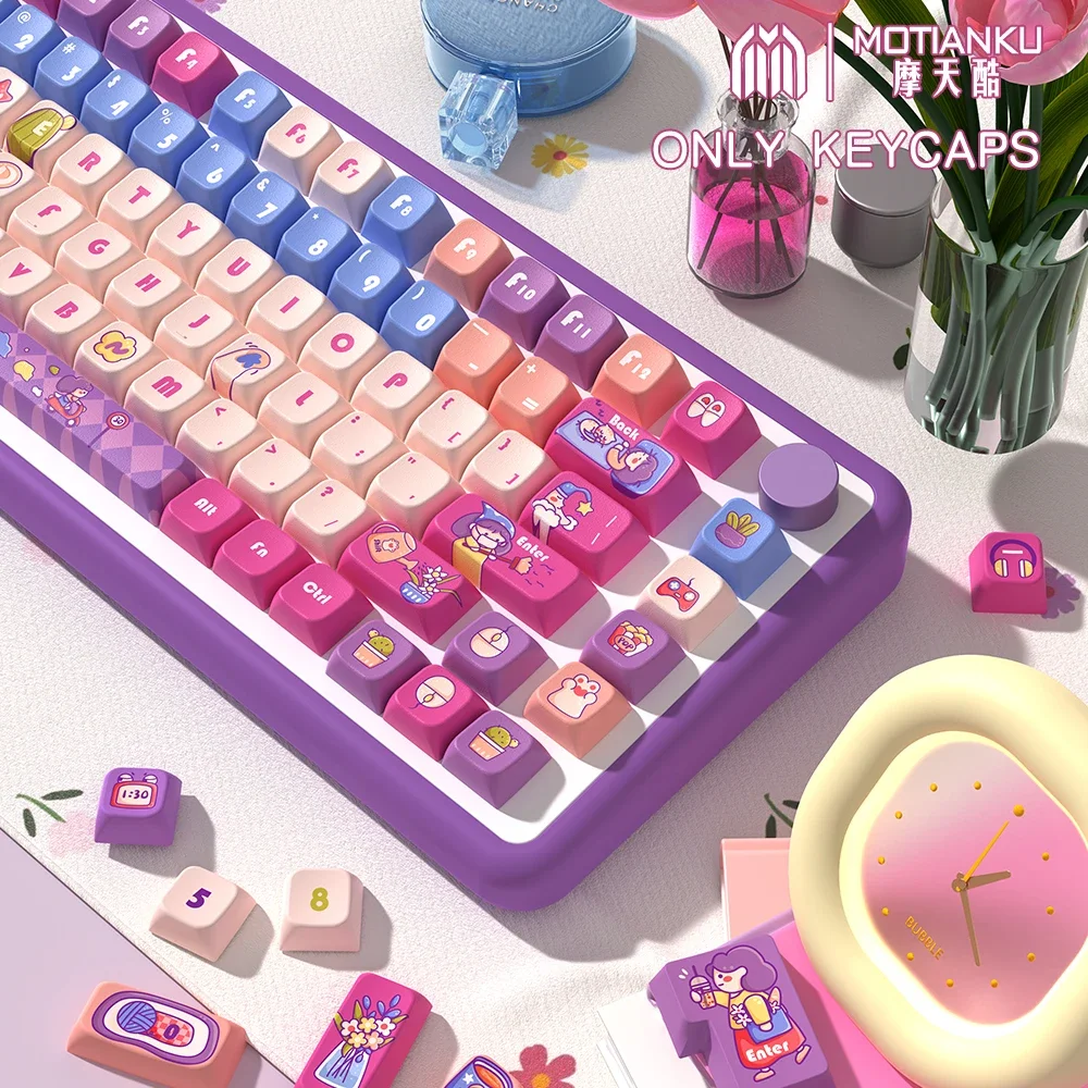 

Weekend Time Theme MDA Profile Cartoon Keycaps 7U ISO Size for Mechanical Keyboard Personalized Keycap