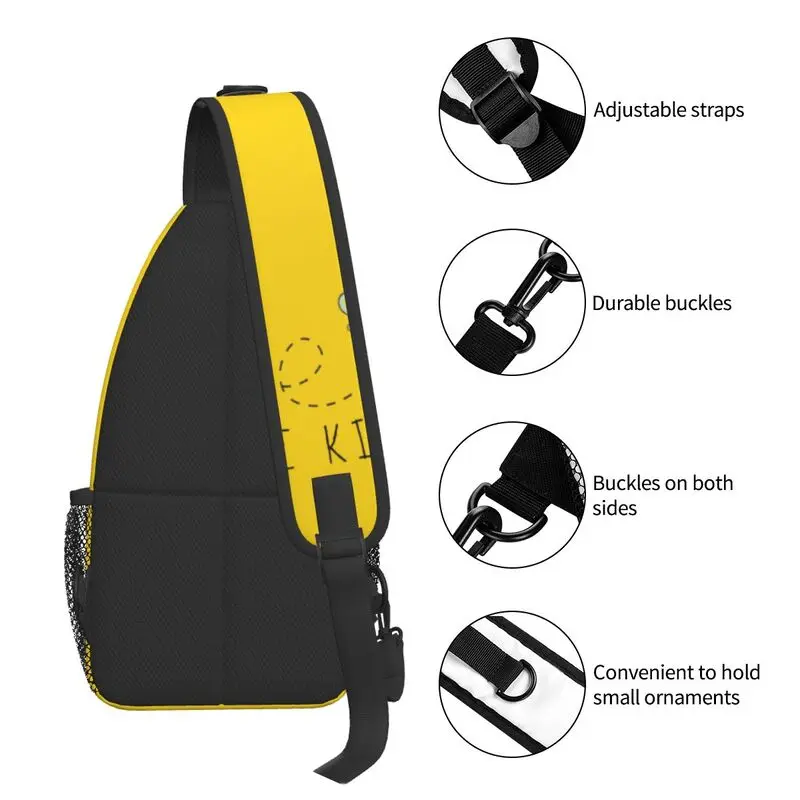 Bee Kind Crossbody Sling Backpack Men Custom Honeybee Insect Pattern Chest Shoulder Bag for Cycling Camping Daypack