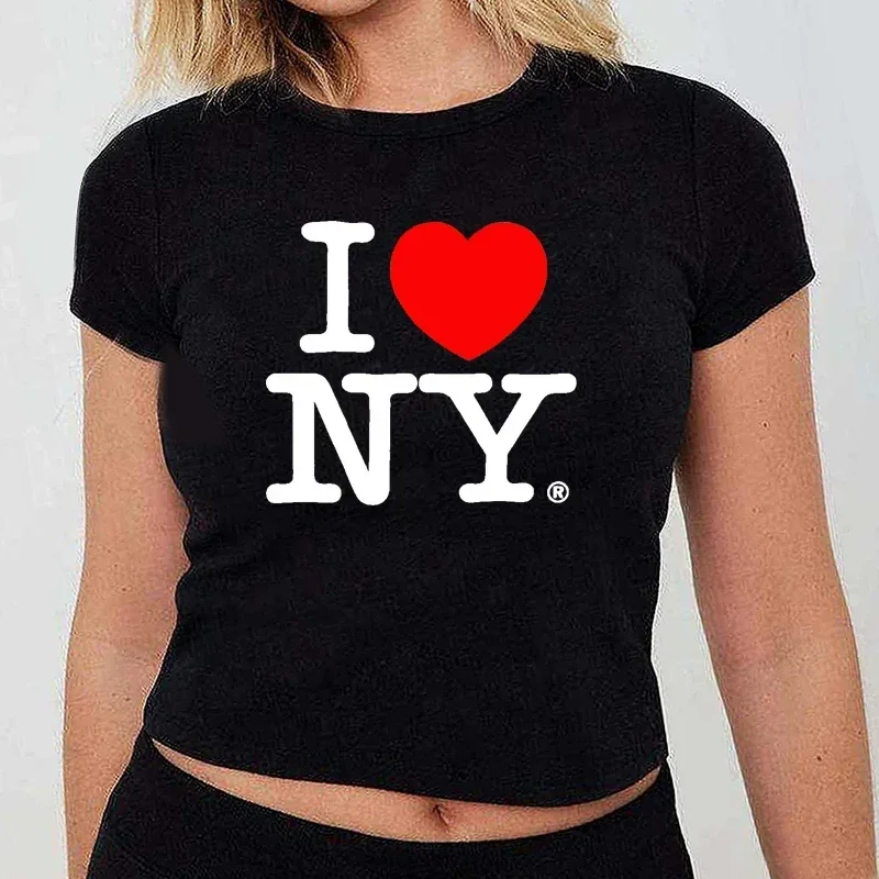 Gothic Clothes Summer Fashion T Shirt Tee Tshirt Dropship I Love New York NY Womens Cropped Top Harajuku - view 6