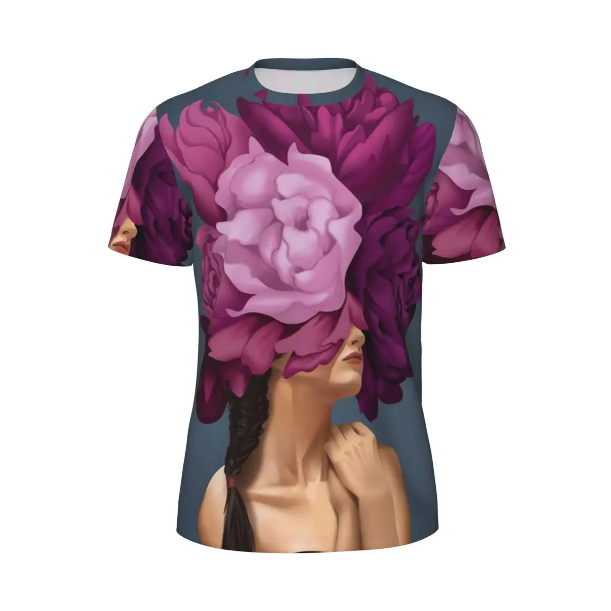 Elegant Women Head Sports T Shirt Bouquet Woman Novelty T Shirts Men Street Style Tee Shirt Summer Short Sleeve Design Clothing