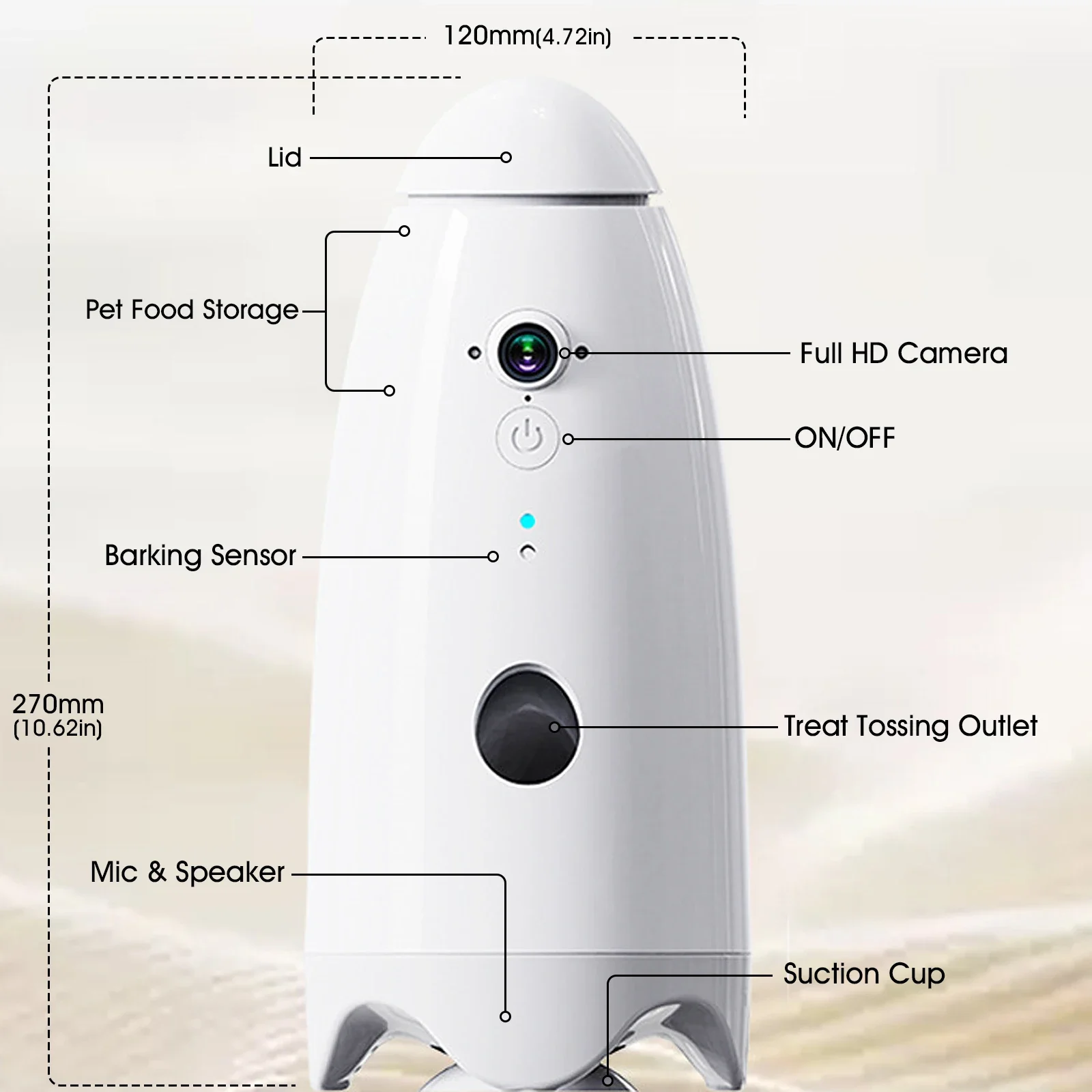 Smart 1080p Dog Camera 180 View with Treat Dispenser - Interactive Pet Feeder and Monitoring System Designed for Dogs