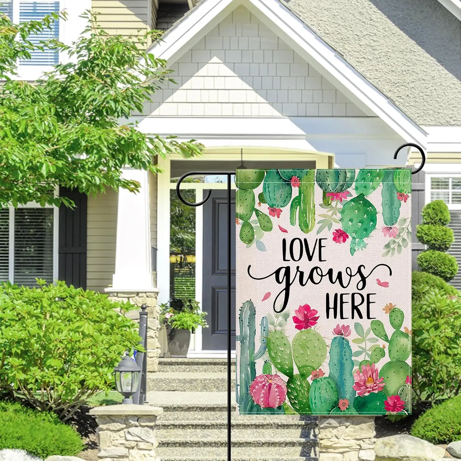 Artofy Spring Summer Love Grows Here Cactus Small Decorative Garden Flag, Green Succulent Plant Flower Yard Lawn Outside Dec jjp