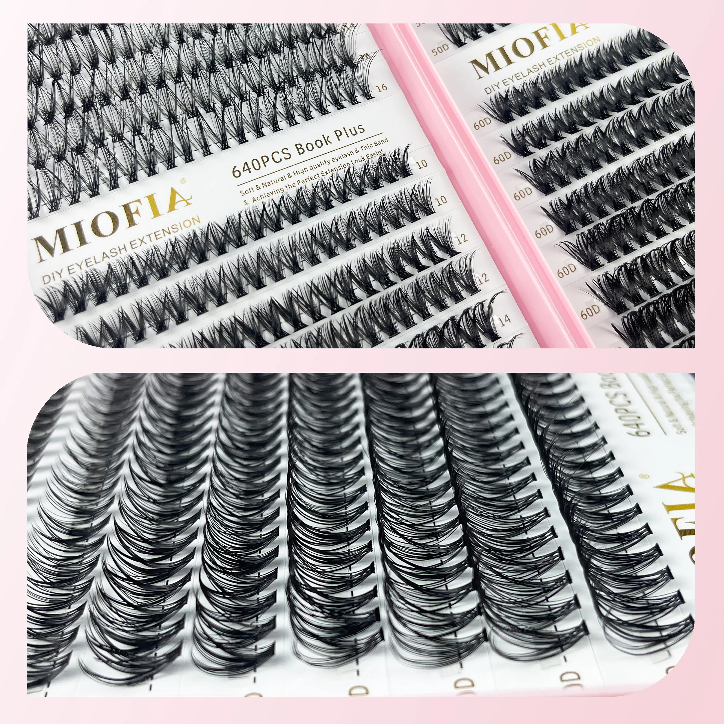 Zestaw do samodzielnego przedłużania rzęs, naturalny wygląd, puszyste, lekkie sztuczne rzęsy, 640 kępek/pudełko, pojedyncze pasma rzęs, narzędzie do makijażu
