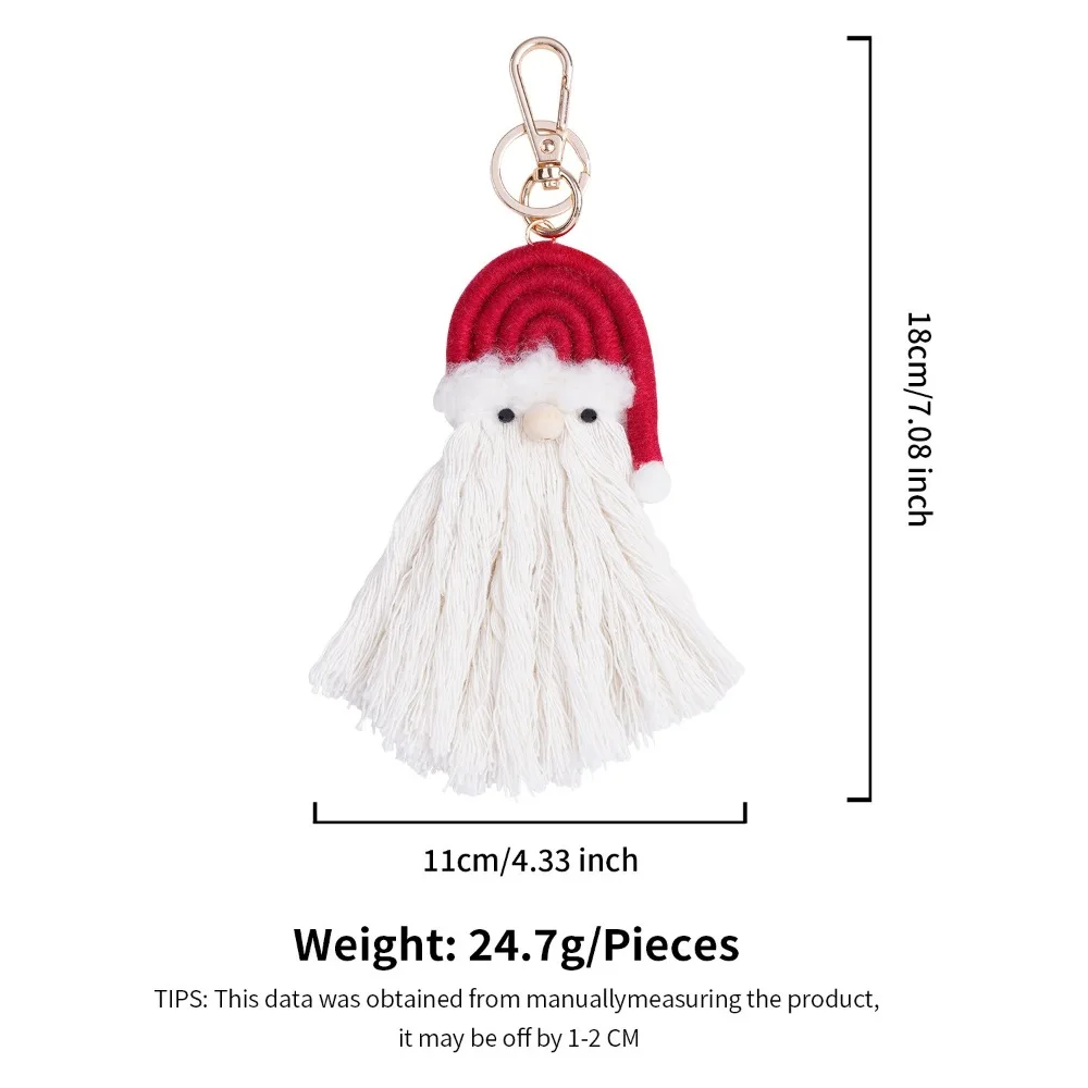 Christmas Gift Bag Keychain Pendant Plush Doll Santa Claus DIY Handmade Creative Backpack Hange Bohemian Style Rainbow Tassel