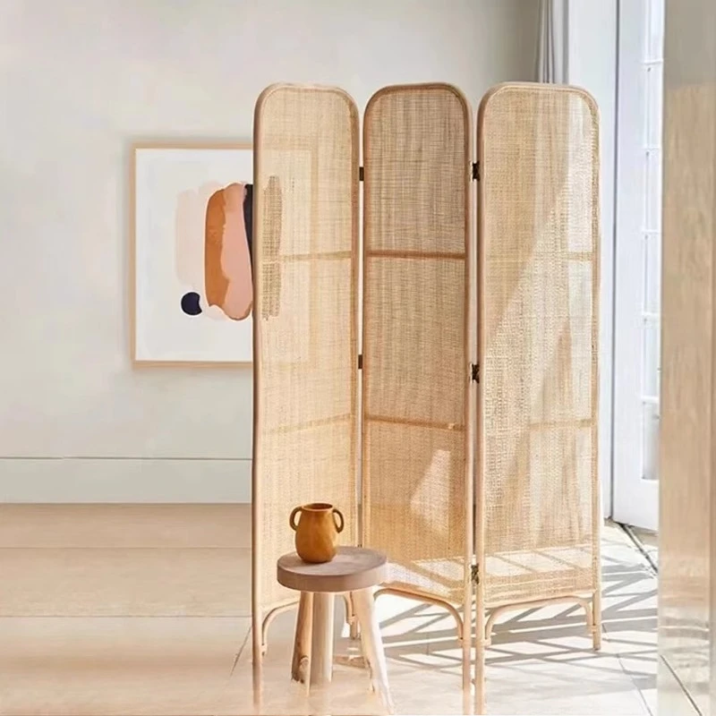 

Rattan screen partition, living room entrance door cover, facing the door entrance, medieval folding mobile living room