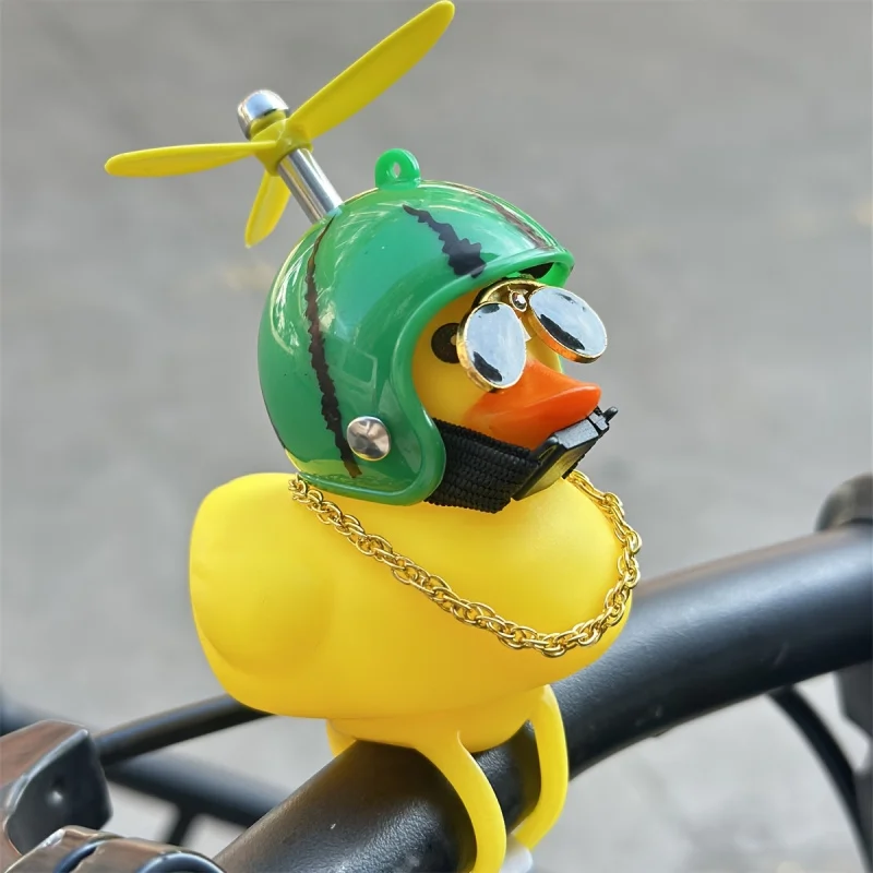 AliExpress NONE 1pc Trendy Yellow Duck with Green Helmet & Fashion Glasses | PVC Motorcycle & Bicycle Windbreaker Figurine