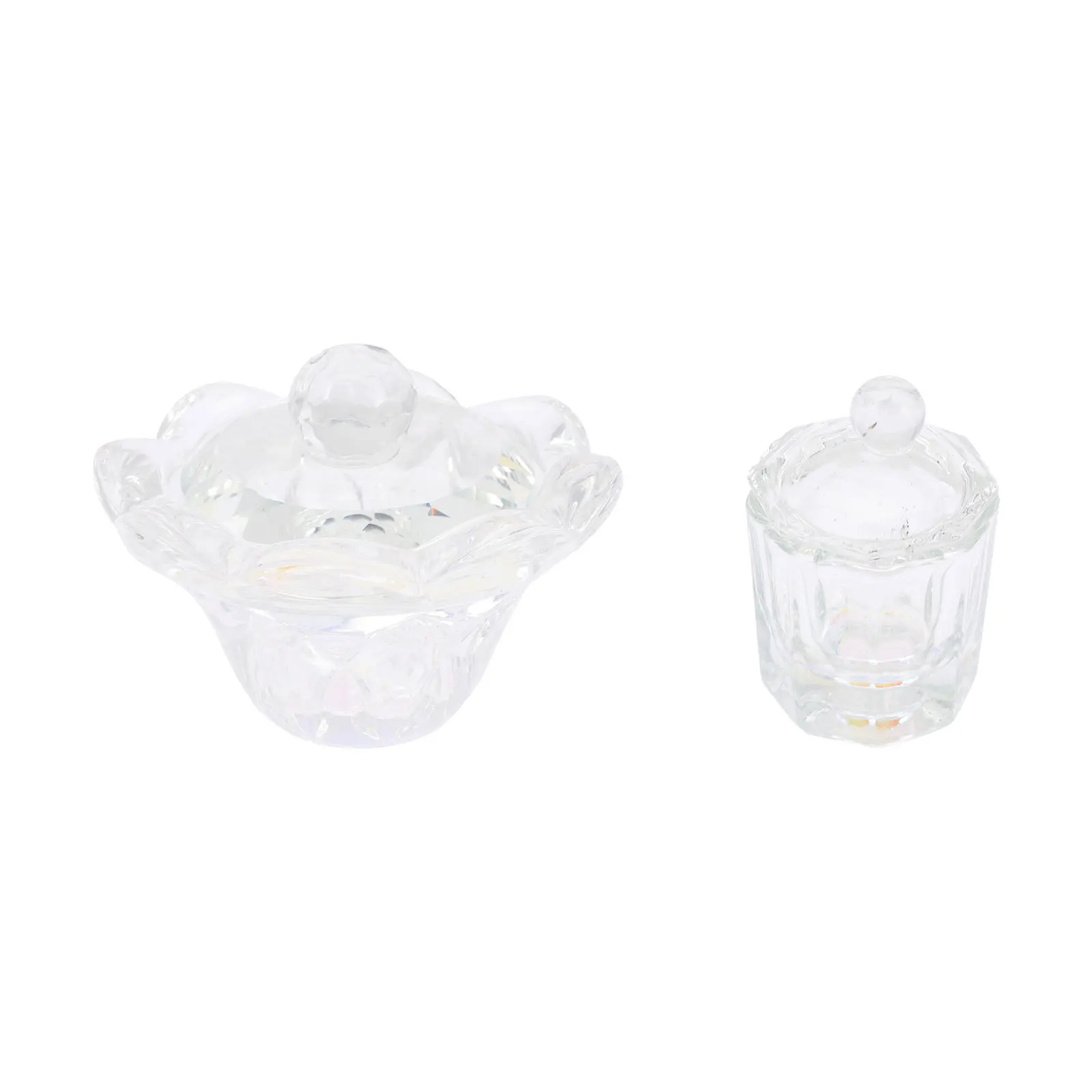 2 قطعة أكواب مانيكير زجاجية كريستالية أنيقة مسمار الفن السائل أصحاب مسحوق خلط مستلزمات صالون الأظافر أكواب مانيكير زجاجية