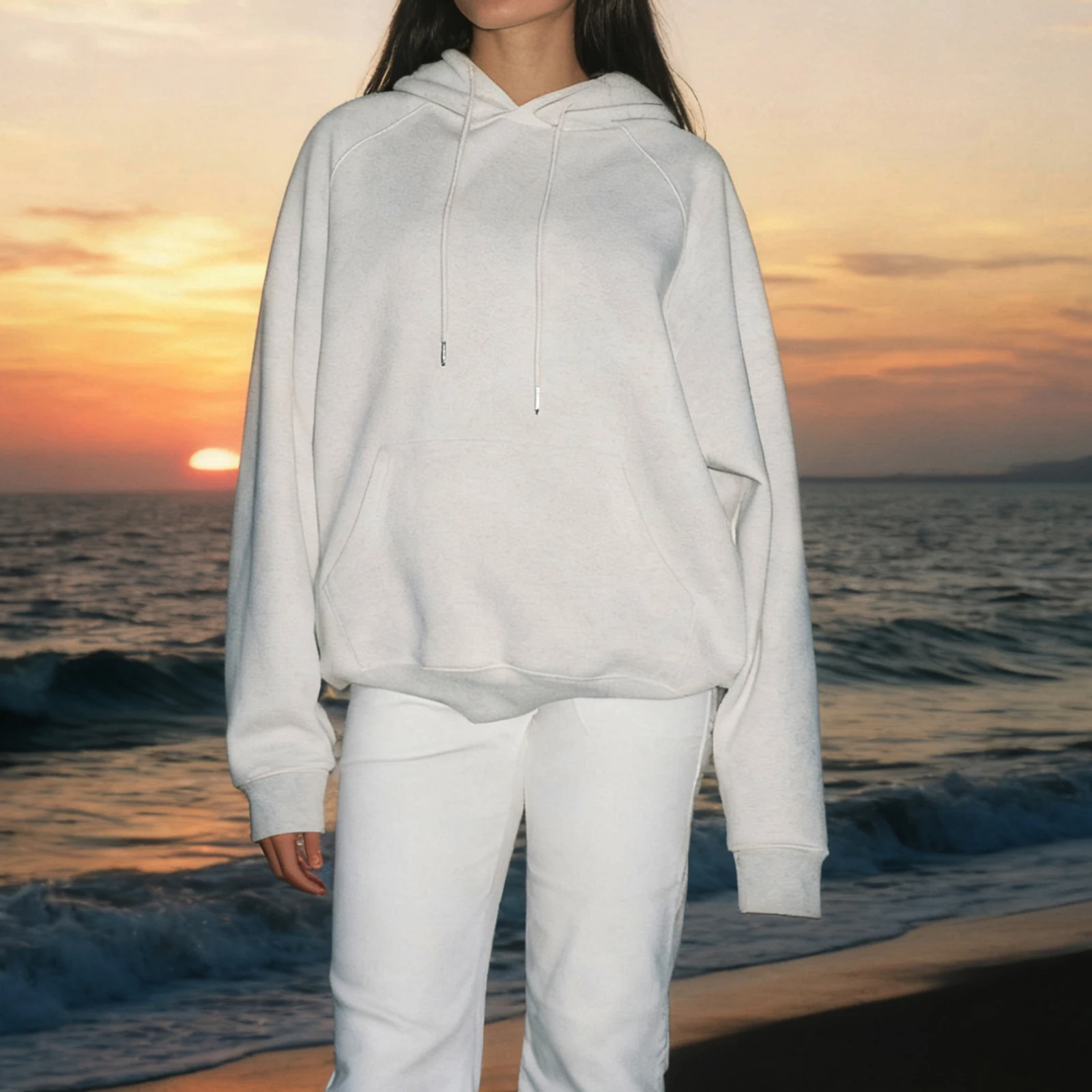 Women s Loose Fit Hooded Sweatshirt Fashionable Sea Life Print Long Sleeve Beach Pullover Casual Fall Daily Wear