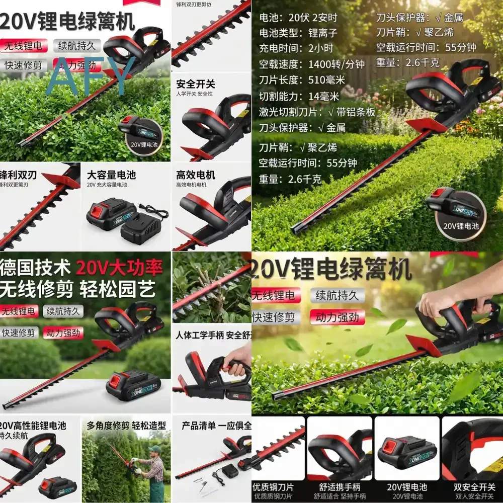 Electric Hedge Trimmer for Garden Landscaping Lawn Care Tea Tree Pruning Lithium Battery Powered Cordless Hedge Cutter for