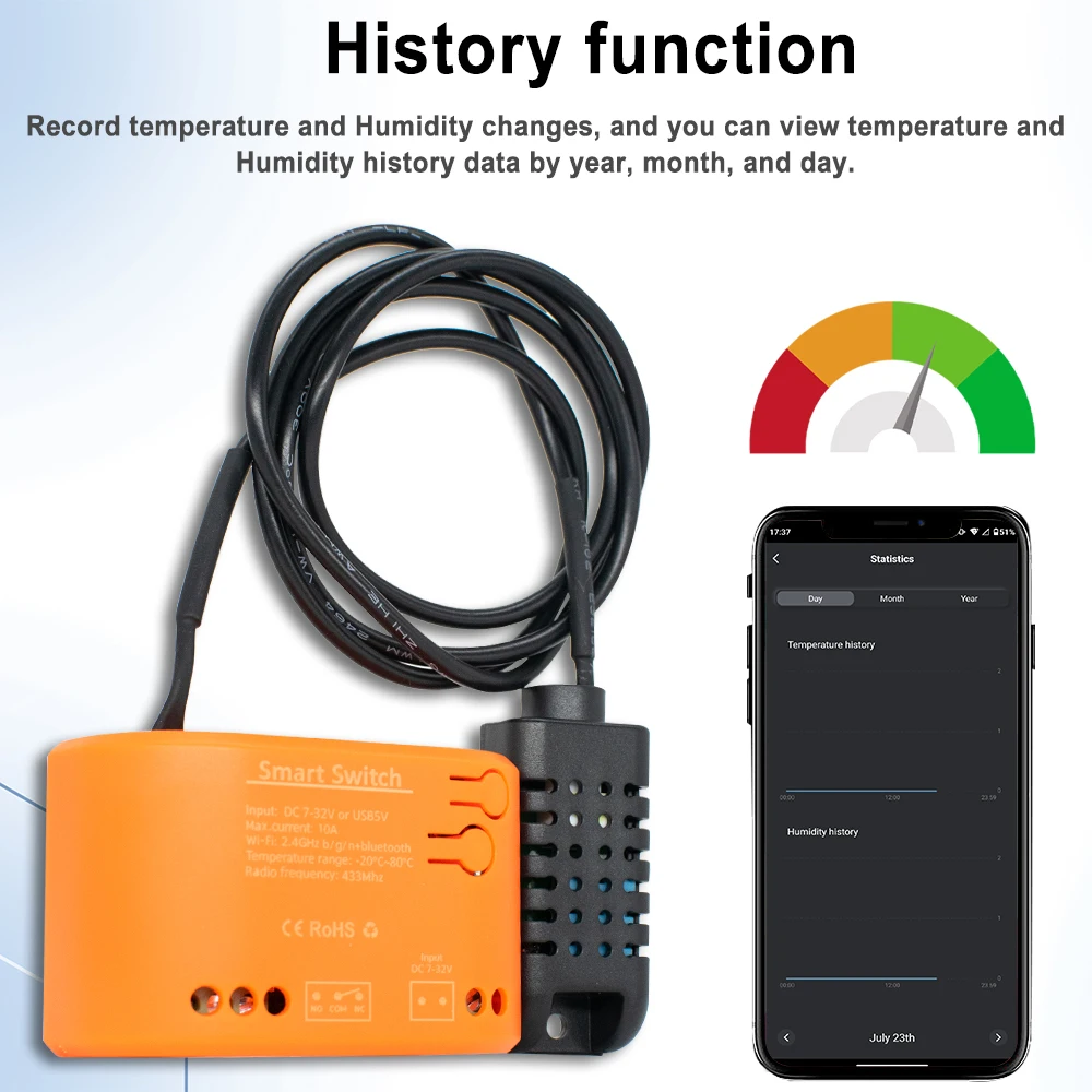 

Tuya WiFi Smart Датчик температуры и влажности Переключатель Контроллер для помещений Мониторинг в режиме реального времени Приложение Alexa Google Home