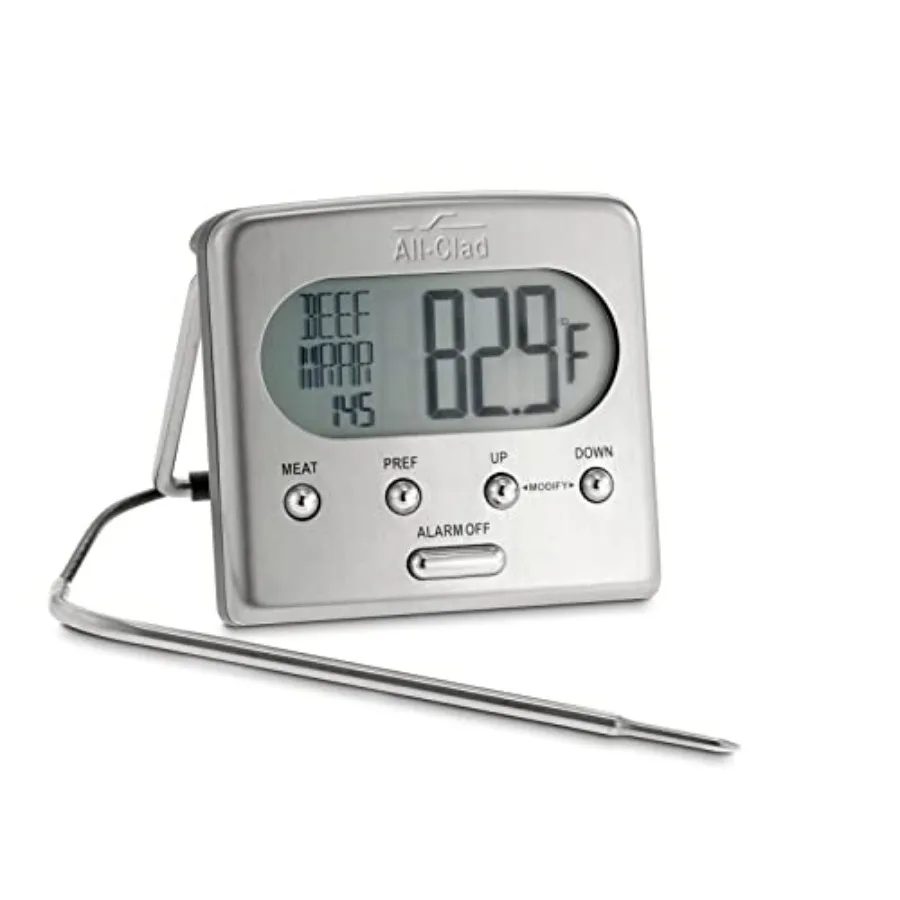 

Specialty Stainless Steel Kitchen Gadgets Oven Probe Thermometer with LCD Kitchen Tools Kitchen Hacks Silver