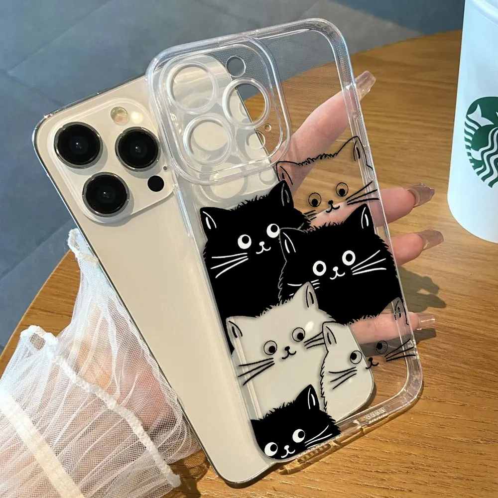 만화 재미있는 검은 고양이 폰 케이스 (REALME 5 6 7 7I 8 8I 9 9I 10 12 C75 C71 C67 C65 C63 C55 C53 C35 C33 C30 C21Y 투명 케이스)