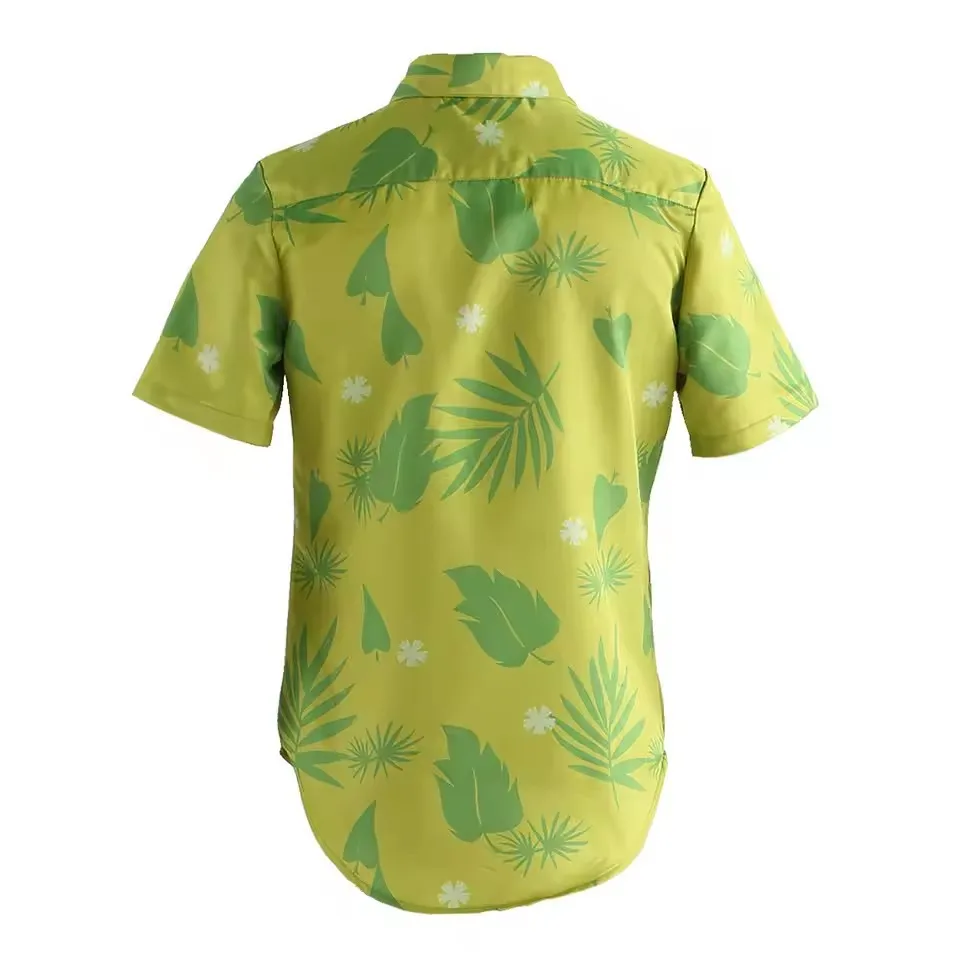 Hawaiian Shirt With Musical Guitar Print For Men, Party Short Sleeve Beach, Hip Hop, Harajuku, Large Size Top view 5